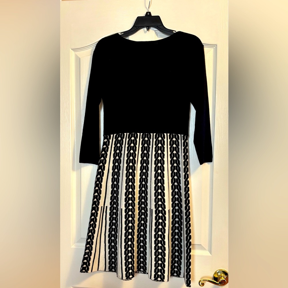 Elegant Black and Cream Sweater Dress